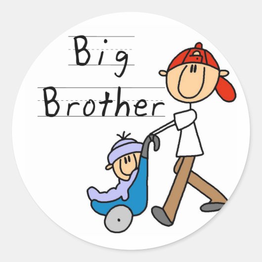 Big Brother met kleine broer Ronde Sticker (Voorkant)