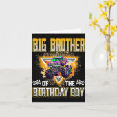Big Brother Of The Birthday Boy Monster Truck Birt Kaart (Gele Bloem)
