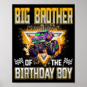 Big Brother Of The Birthday Boy Monster Truck Birt Poster (Voorkant)
