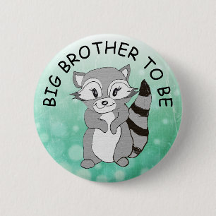 Big Brother om Baby shower Little Raccoon Ronde Button 5,7 Cm