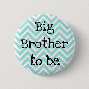 Big Brother om blauwgroen Chevron Baby shower pin Ronde Button 5,7 Cm
