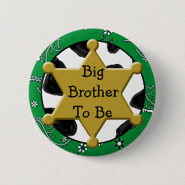 Big Brother om Blue Bandanna Baby shower Button te