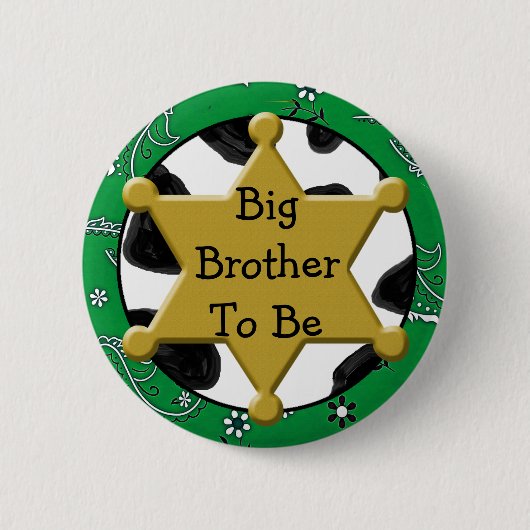 Big Brother om Blue Bandanna Baby shower Button te (Voorkant)