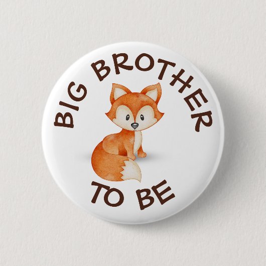 Big Brother om Woodland Animals Baby shower te zij Ronde Button 5,7 Cm (Voorkant)
