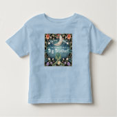 Big Brother Over the Moon Blue Floral Baby shower Kinder Shirts (Voorkant)