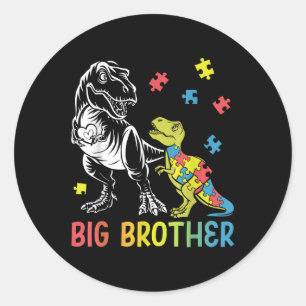 Big Brother Saurus T Rex Autisme Bewustzijn Autist Ronde Sticker