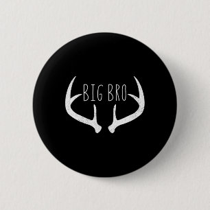 Big Brother Shirt - Jongens Herten Antlers Jacht Ronde Button 5,7 Cm
