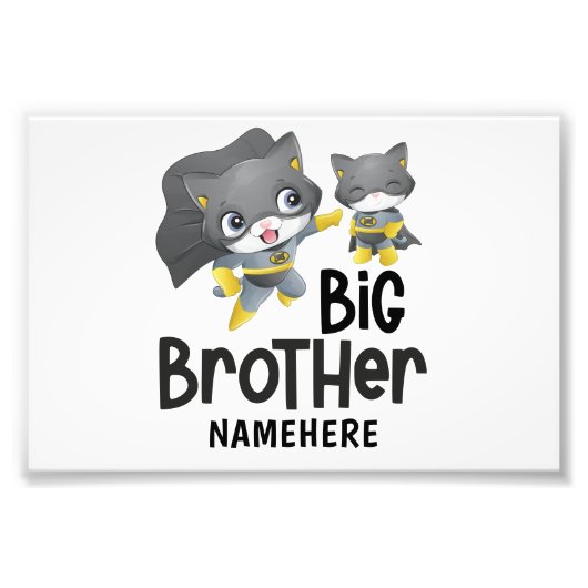Big Brother Superheld Cat Custom Name Foto Afdruk (Voorkant)