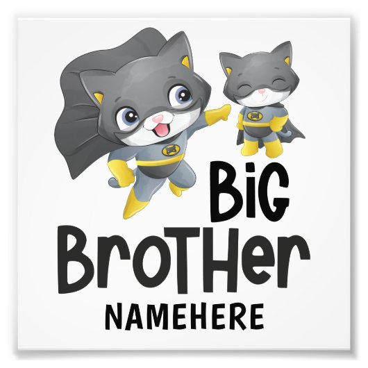 Big Brother Superheld Cat Custom Name Foto Afdruk (Voorkant)