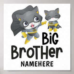 Big Brother Superheld Cat Custom Name Poster
