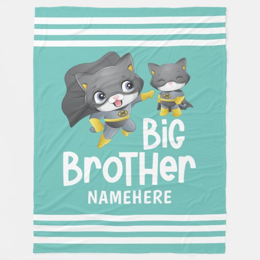 Big Brother Superheld Cat Illustratie Aangepaste n Fleece Deken (Voorkant)