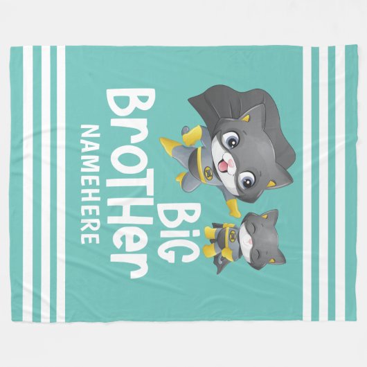 Big Brother Superheld Cat Illustratie Aangepaste n Fleece Deken (Voorkant (Horizontaal))