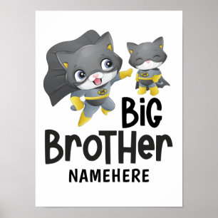 Big Brother Superheld Cat Illustratie Aangepaste n Poster