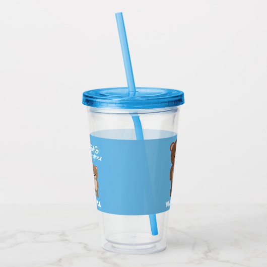 BIG BROTHER Teddy Bear Naam Blauw Acryl Drinkbeker (Links)