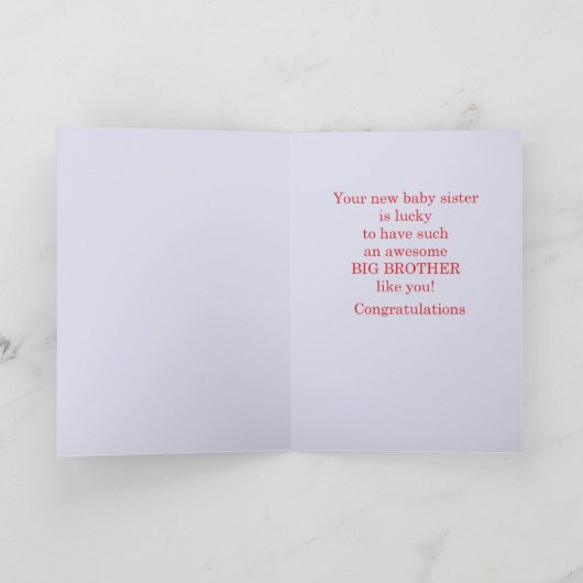 Big Brother van Baby Zuster, gefeliciteerd WOW! Kaart (Binnen)