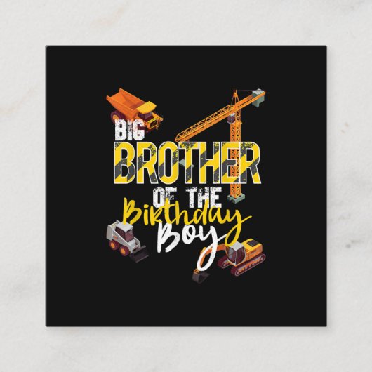 Big Brother van Birthday Boy Constructor Vierkante Visitekaartje (Voorkant)