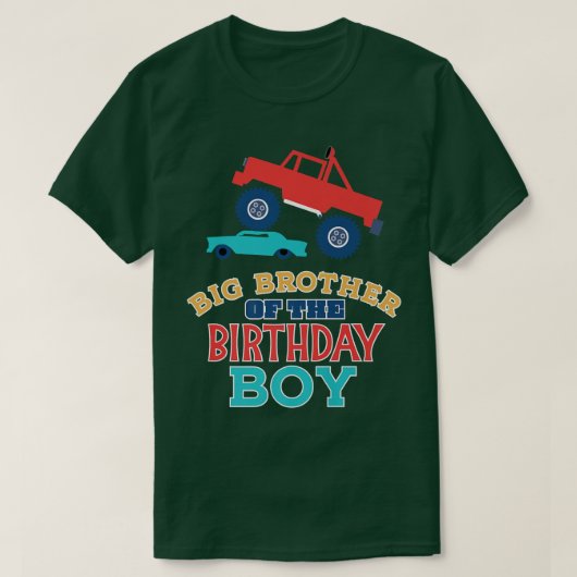 Big Brother van de Birthday Boy Monster Truck Matc T-shirt (Design voorkant)