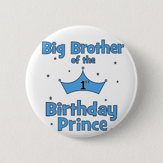 Big Brother van de eerste Birthday Prince Ronde Button 5,7 Cm (Voorkant)