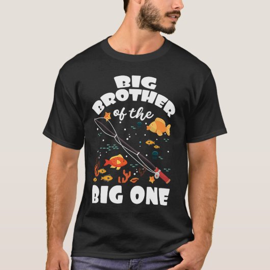 Big Brother van de grote ene verjaardag Vist thema T-shirt (Voorkant)