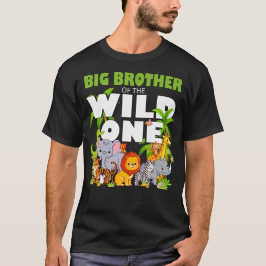 Big Brother van de Wild One Zoo Verjaardagssafari  T-shirt (Voorkant)