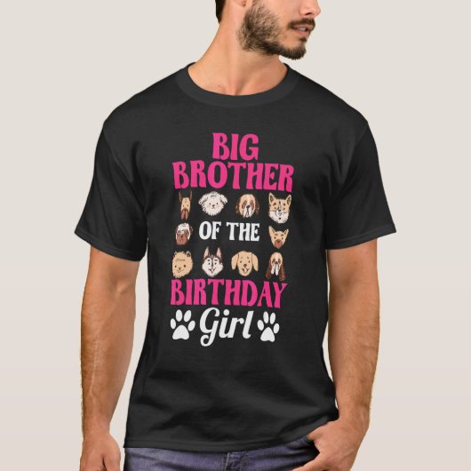 Big Brother van het meisje van de geboorte Dog Paw T-shirt (Voorkant)