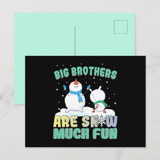 Big Brothers zijn Snow Much Fun - Holiday Snowman Briefkaart (Voorkant / Achterkant)