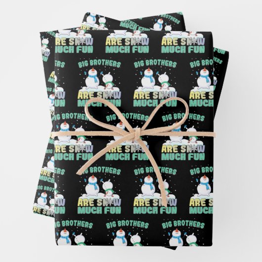 Big Brothers zijn Snow Much Fun - Holiday Snowman Inpakpapier Vel (In situ)