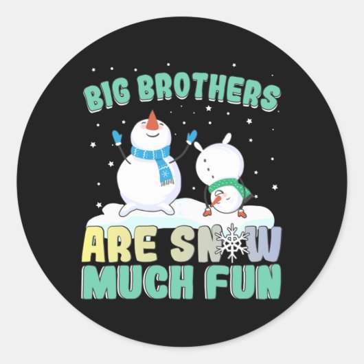 Big Brothers zijn Snow Much Fun - Holiday Snowman Ronde Sticker (Voorkant)