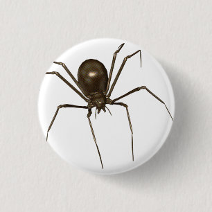 Big Brown 3D Halftone Spider Ronde Button 3,2 Cm