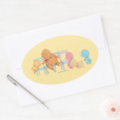 Big Brown Beer & Friends Share Four Chairs Ovale Sticker (Envelop)