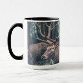 Big Brown Buck Deer met Grote Antlers Mok (Links)