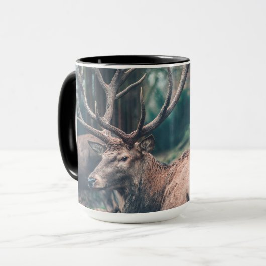 Big Brown Buck Deer met Grote Antlers Mok (Voorkant links)