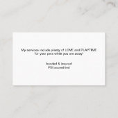 Big Brown Dog Pet Sitting Visitekaartje (Achterkant)