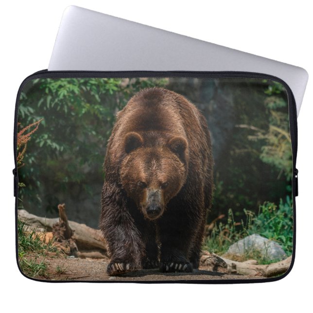 Big Brown Grizzly Beer Laptop Sleeve (Voorkant)