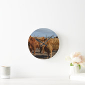 Big Brown Highland Cows Ronde Klok (Huis)