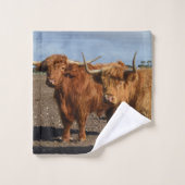 Big Brown Highland Koe, Bath Towel Set Bad Handdoek (Wasdoekje)