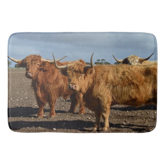 Big Brown Highland Koe, Memory Foam Bathmat Badmat (Voorkant)