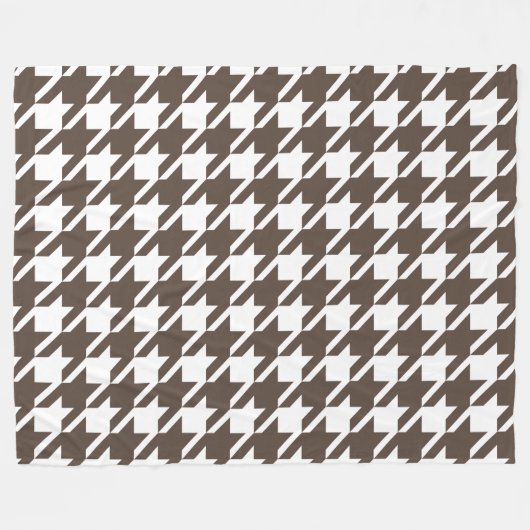 Big Brown Houndstooth Fleece Blanket (Voorkant (Horizontaal))