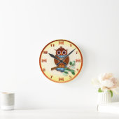 Big Brown Owl Wall klok (Huis)