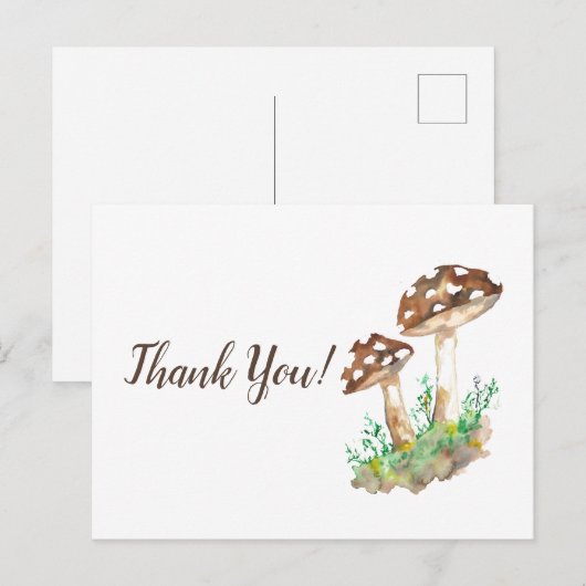 Big Brown paddenstoelen Hartelijk dank Briefkaart (Voorkant / Achterkant)