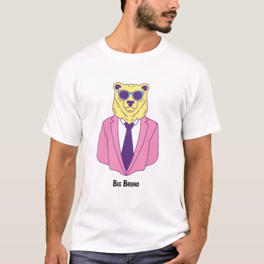 Big Bruno - Beer in roze suite T-shirt (Voorkant)