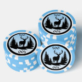 Big Buck Among Pine Trees Toevoegen Bedrag Blauw Poker Chips (Opstapeling)