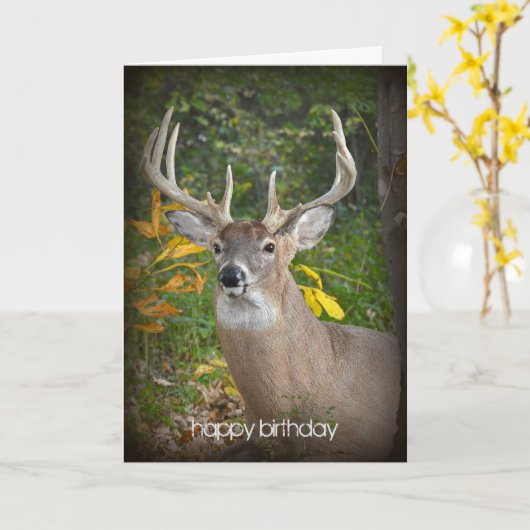 Big Buck Birthday Kaart (Gele Bloem)