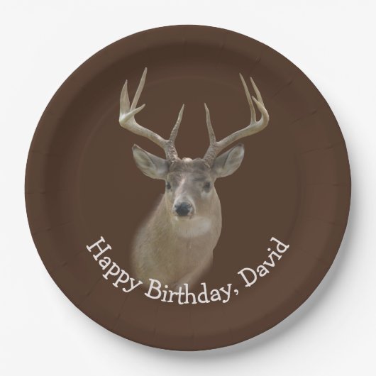 Big Buck Deer Birthday Papieren Bordje (Voorkant)