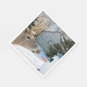 Big Buck Deer Met Een Sneeuwman Servet (Hoek)