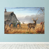 Big Buck Deer schokte op het Boerderij Canvas Afdruk (Insitu (Houten vloer))