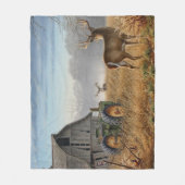 Big Buck Deer schokte op het Boerderij Fleece Deken (Voorkant)