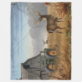 Big Buck Deer schokte op het Boerderij Fleece Deken (Voorkant)