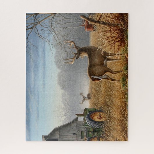 Big Buck Deer schokte op het Boerderij Legpuzzel (Verticaal)