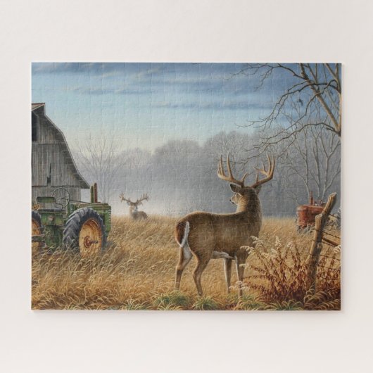 Big Buck Deer schokte op het Boerderij Legpuzzel (Horizontaal)